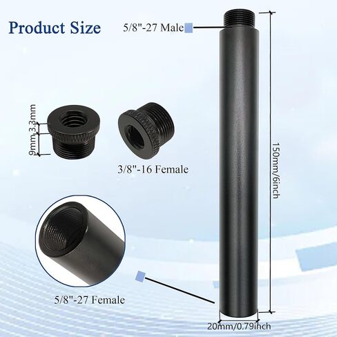 Mic Stand Extension Tube with 3/8" to 5/8" Microphone Extension Pipe Adapter for Mic Booms,Arm Stand 2 Pack in Saudi Arabia