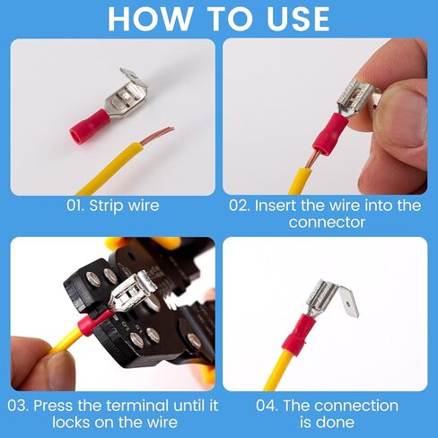 Verdial 15pcs Piggyback Crimp Connectors, Semi-Insulated Piggyback Spade Terminal Connectors, Quick Disconnect Female & Male Wire Crimps Terminals- Yellow & Blue & Red in Saudi Arabia