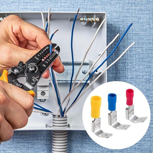 Verdial 15pcs Piggyback Crimp Connectors, Semi-Insulated Piggyback Spade Terminal Connectors, Quick Disconnect Female & Male Wire Crimps Terminals- Yellow & Blue & Red in Saudi Arabia