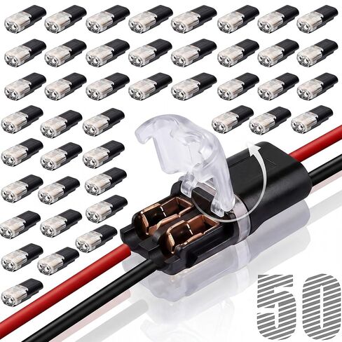 Anki HappiGo 50pcs Double-Wire Quick-Clip Connectors with Locking Buckle, Low Voltage Wire Connectors for Automotive Interior Lighting & Car Electronics Wiring in Saudi Arabia