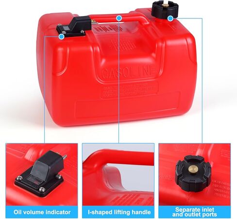 6L Portable Boat Tank 3 Gal, Outboard Marine Tank with 9.8ft Hose & Level Gauge Line l-Shaped Handle Easy to Carry in Saudi Arabia