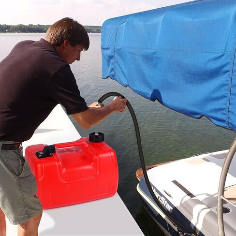 6L Portable Boat Tank 3 Gal, Outboard Marine Tank with 9.8ft Hose & Level Gauge Line l-Shaped Handle Easy to Carry in Saudi Arabia