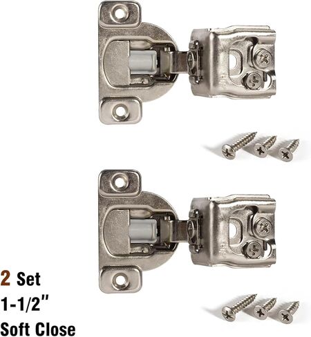 Cabinet Hinge Satin Nickel Hinges for Kitchen Cupboard 1-1/2 Inch Overlays Furniture Face Frame Door 2Pcs(1.5 Inch 2PS) in Saudi Arabia