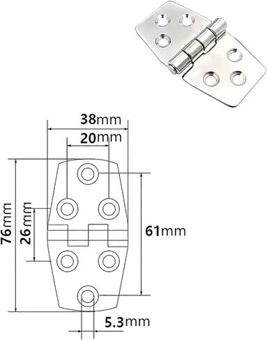 Stainless Steel Marine Door Hatch Hinge Heavy Duty Boat Hinge Distribution Box Control Cabinet Hinge 76 * 38 * 2mm 1Pcs in Saudi Arabia