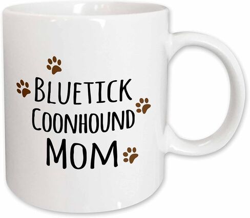 3dRose Bluetick Coonhound Dog Mom - Doggie by breed - brown muddy paw prints - doggy lover mama - pet owner 11oz Two-Tone Black Mug in Saudi Arabia