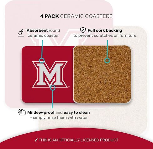 Desert Cactus Miami University Coaster MU Redhawks Water Absorbent Drink Square Coasters - Made from Natural Sandstone (Square 4 Pack - C) in Saudi Arabia
