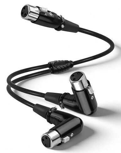 CERRXIAN XLR Female to Dual Female Y Splitter Cable, Balanced XLR Splitter 1 Female to 2 Female Right Angle Microphone Cord Audio Adaptor - 1.64FT / 0.5M in Saudi Arabia