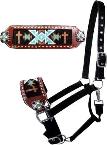 Showman Bronc Halter w/Navajo Cross Beaded Design Noseband in Saudi Arabia