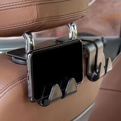 2 Pcs Heavy Duty Seat Back Hook Organizer, Multi-Purpose Car Hanger for Purses, Snacks & Umbrellas, Universal Fit in Saudi Arabia