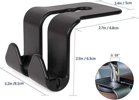2 Pcs Heavy Duty Seat Back Hook Organizer, Multi-Purpose Car Hanger for Purses, Snacks & Umbrellas, Universal Fit in Saudi Arabia