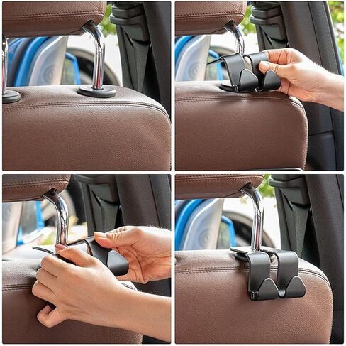 2 Pcs Heavy Duty Seat Back Hook Organizer, Multi-Purpose Car Hanger for Purses, Snacks & Umbrellas, Universal Fit in Saudi Arabia
