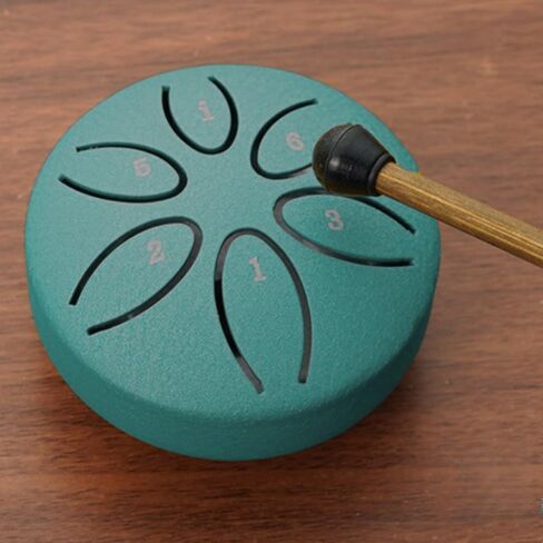 3 Inch Steel Tongue Drum Portable Tuned Percussion With Mallets For Beginners Travel Meditation Yoga Home Classroom Practice, Green in Saudi Arabia