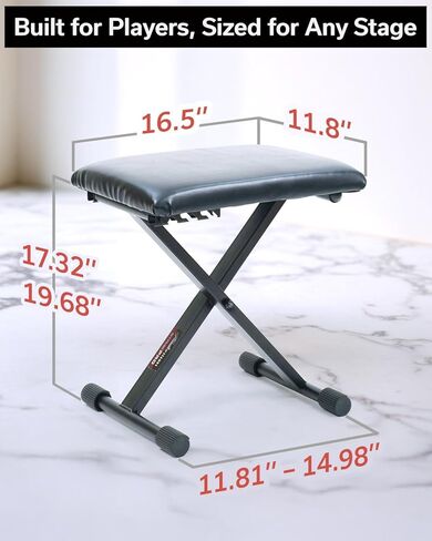 Hamilton KB505K Adjustable Piano Bench – 3-Stage Height, Foldable with Padded Seat & Non-Slip Feet – Ideal for Students, Home Practice & Music Class in Saudi Arabia
