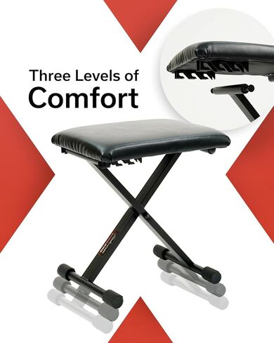 Hamilton KB505K Adjustable Piano Bench – 3-Stage Height, Foldable with Padded Seat & Non-Slip Feet – Ideal for Students, Home Practice & Music Class in Saudi Arabia