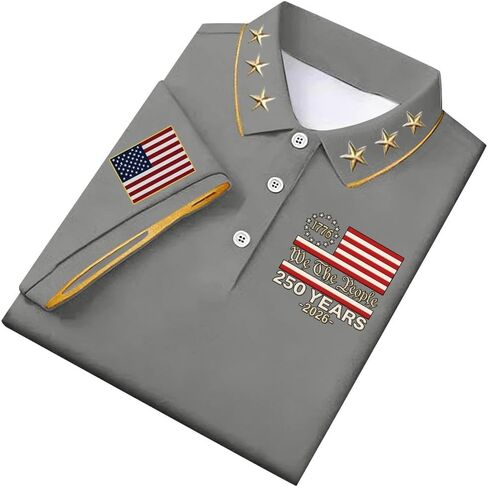 250 Anniversary USA Shirt Men's The United States Print Polo Shirts US Flag 1776-2026 Patriotic Tee Tops in Saudi Arabia