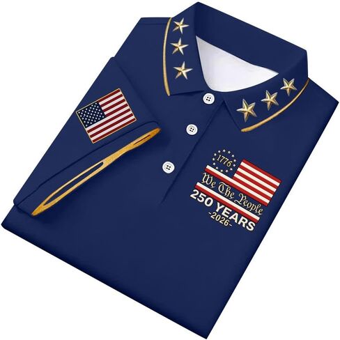250 Anniversary USA Shirt Men's The United States Print Polo Shirts US Flag 1776-2026 Patriotic Tee Tops in Saudi Arabia