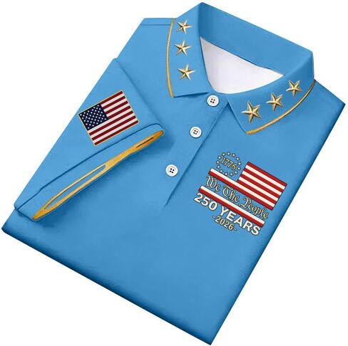 250 Anniversary USA Shirt Men's The United States Print Polo Shirts US Flag 1776-2026 Patriotic Tee Tops in Saudi Arabia