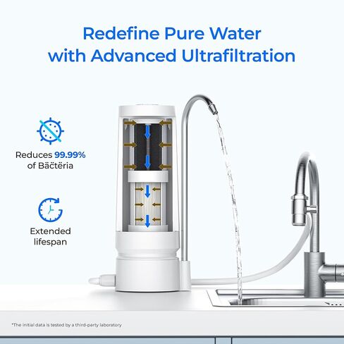 فلتر بديل Waterdrop WD-CFF-04، نظام صنبور الترشيح الفائق، فلتر مياه للكونترتوب، عمر 4000 جالون، فلاتر مياه بديلة للحوض، بديل لـ WD-CTF-07، عبوة واحدة in Saudi Arabia