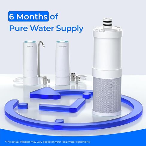فلتر بديل Waterdrop WD-CFF-04، نظام صنبور الترشيح الفائق، فلتر مياه للكونترتوب، عمر 4000 جالون، فلاتر مياه بديلة للحوض، بديل لـ WD-CTF-07، عبوة واحدة in Saudi Arabia