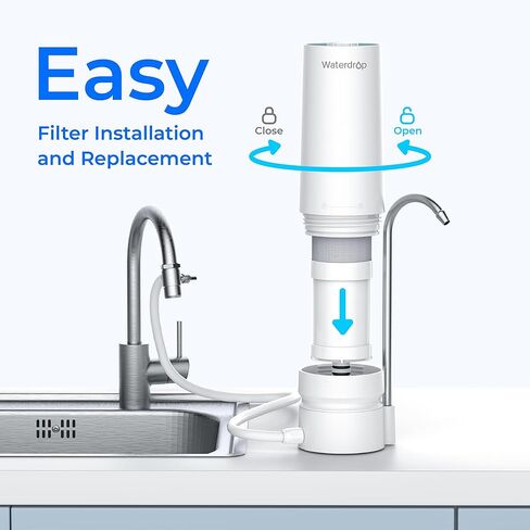 فلتر بديل Waterdrop WD-CFF-04، نظام صنبور الترشيح الفائق، فلتر مياه للكونترتوب، عمر 4000 جالون، فلاتر مياه بديلة للحوض، بديل لـ WD-CTF-07، عبوة واحدة in Saudi Arabia