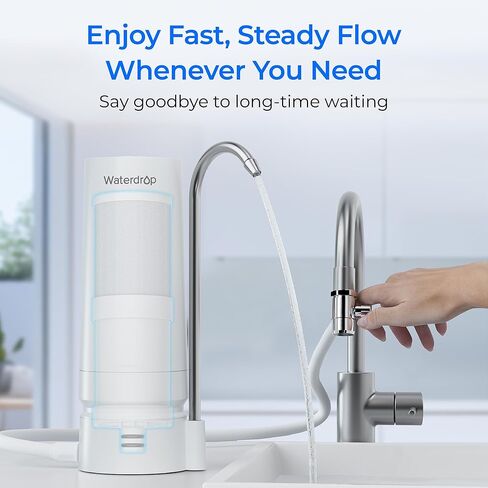 فلتر بديل Waterdrop WD-CFF-04، نظام صنبور الترشيح الفائق، فلتر مياه للكونترتوب، عمر 4000 جالون، فلاتر مياه بديلة للحوض، بديل لـ WD-CTF-07، عبوة واحدة in Saudi Arabia