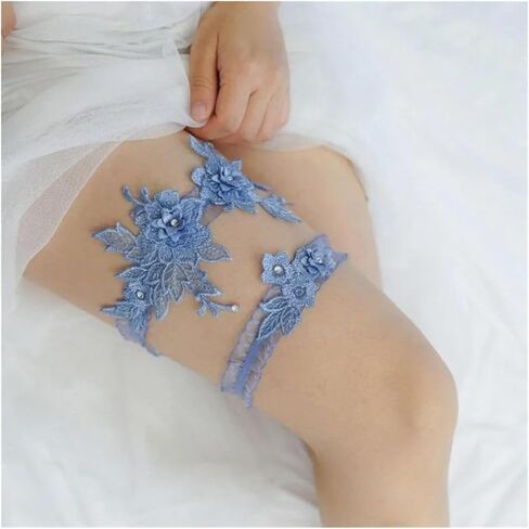 Garters for Bride 3set Lace Garter Belt Fashion Women Bride Sexy Flower Rhinestones Wedding Thigh Leg Ring For Accessories in Kuwait