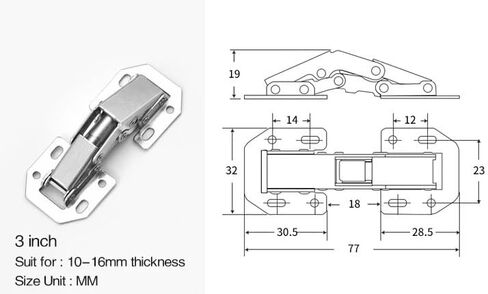 Cabinet Hinge 90 Degree No-Drilling Hole Cupboard Door Hydraulic Hinges Soft Close with Screws Furniture Hardware 1Pcs(3 INCH Normal Type) in Saudi Arabia
