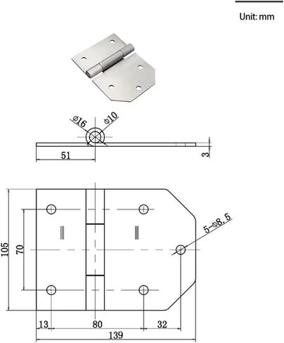 Stainless Steel Load Bearing Mechanical Equipment Industrial Large Hinge 1Pcs in Saudi Arabia
