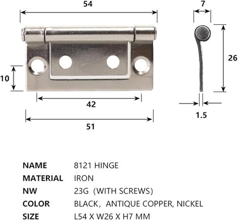 2 Inch Iron Furniture Mortise Hinge for Cabinet Door with Free Screws 135 Degree Open Antique Copper 1Pcs(Copper 4ps) in Saudi Arabia
