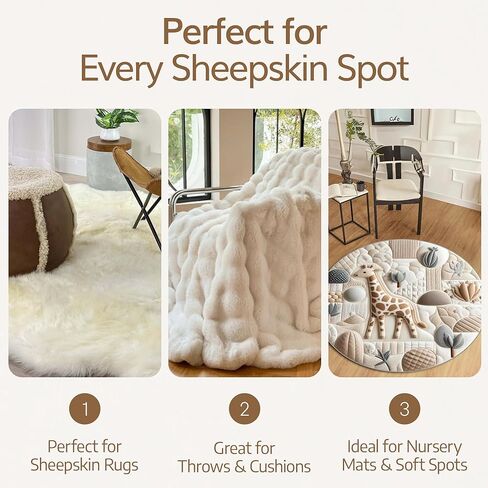 WaySoft Sheepskin Rug Brush with Premium Natural Beech Wood Handle, Restores Softness & Fluff, Gently Removes Dirt, Ideal for Sheepskin Rug Care, Includes Hanging Leather Strap for Easy Storage in Saudi Arabia
