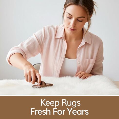 WaySoft Sheepskin Rug Brush with Premium Natural Beech Wood Handle, Restores Softness & Fluff, Gently Removes Dirt, Ideal for Sheepskin Rug Care, Includes Hanging Leather Strap for Easy Storage in Saudi Arabia