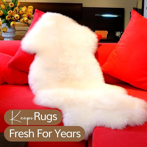 WaySoft Sheepskin Rug Brush with Premium Natural Beech Wood Handle, Restores Softness & Fluff, Gently Removes Dirt, Ideal for Sheepskin Rug Care, Includes Hanging Leather Strap for Easy Storage in Saudi Arabia