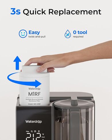 فلتر Waterdrop M1RF، بديل لنظام التناضح العكسي لسطح الطاولة Waterdrop M1، عمر 12 شهرًا in Saudi Arabia