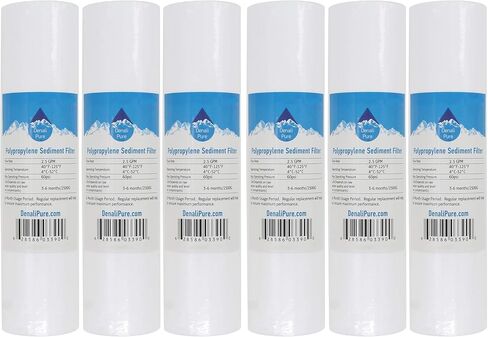 عبوة بديلة من 3 قطع لفلتر رواسب البولي بروبيلين Aqua Pure AP101T - خرطوشة عالمية مقاس 10 بوصة 5 ميكرون متوافقة مع فلتر المياه للمنزل بأكمله Aqua Pure AP101T - العلامة التجارية Denali Pure in Kuwait