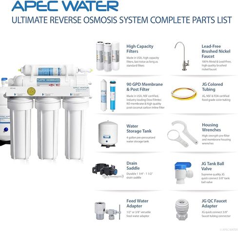 APEC Water Systems Ultimate RO-Hi Top Tier، معتمد عالي الإخراج، تدفق سريع، نظام تصفية مياه الشرب بالتناضح العكسي الآمن للغاية in Kuwait