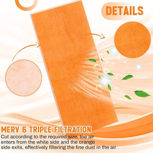 Hahafelt 1 In x 25 In x 10 Ft Air Vent Filters Roll DIY Cut to Size Air Filter material Roll Orange and White Polyester Air Filter Media for HVAC Furnace Aquarium Window Floor Vent in Saudi Arabia