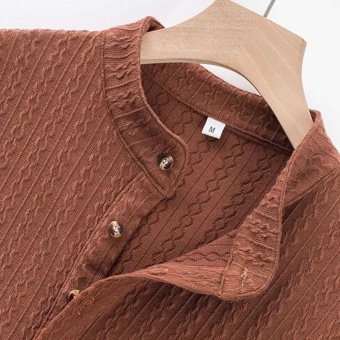 قمصان Henley للرجال بأكمام طويلة وأزرار كاجوال ورقبة على شكل حرف V، وخفيفة الوزن، وقمصان علوية أساسية ناعمة in Kuwait