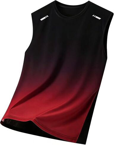 Men's Trendy Gradient Tank Top, Sleeveless Crew Neck Workout Top, Summer Fashion Quick Dry Breathable Athletic Vest in Saudi Arabia