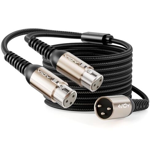 VIOY XLR Y Splitter بطول 10 أقدام، كابل ميكروفون XLR متوازن 3 دبوس (1 ذكر إلى 2 أنثى)، سلك ميكروفون مجدول من النايلون للميكروفون، الخلاط، استوديو التسجيل، مكبر الصوت، البودكاست، إلخ in Kuwait