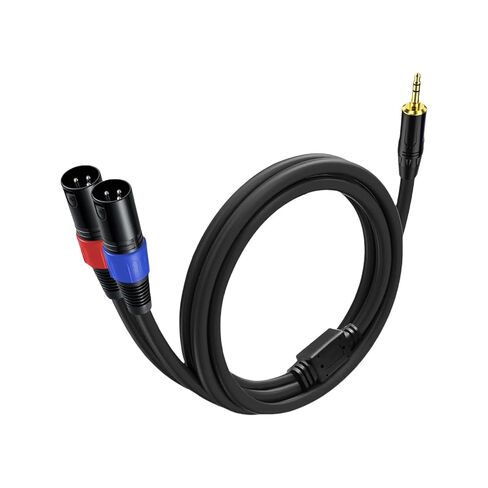3.3FT-1 حزمة 3.5 ملم TRS إلى 2 كابل XLR، أسود، غير متوازن 1/8 TRS ذكر إلى ثنائي XLR ذكر، كابل تقسيم Y، 3 دبابيس، موصلات نحاسية مطلية ومطلية للهواتف الذكية in Kuwait