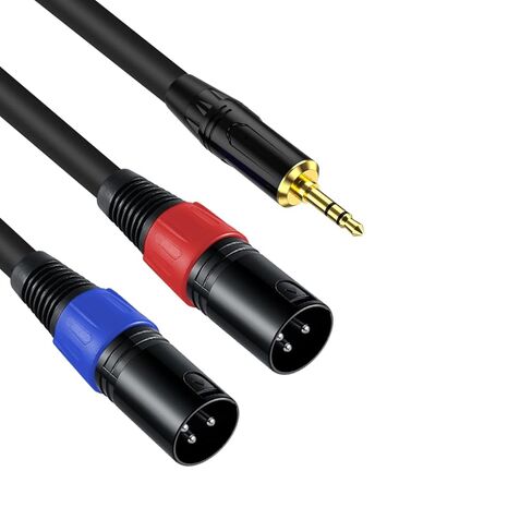 3.3FT-1 حزمة 3.5 ملم TRS إلى 2 كابل XLR، أسود، غير متوازن 1/8 TRS ذكر إلى ثنائي XLR ذكر، كابل تقسيم Y، 3 دبابيس، موصلات نحاسية مطلية ومطلية للهواتف الذكية in Kuwait