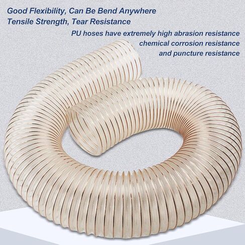 Industrial Air Duct PU Polyurethane Pipe Clear Metal Flexible Ducting Hose 1M All-Season Softness Inner Diameter 75MM Telescopic Tube,Wall Thickness 2mm in Saudi Arabia