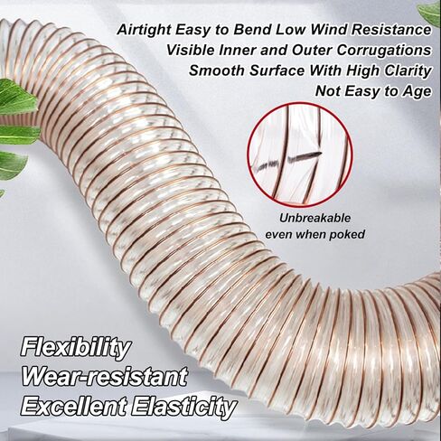 Industrial Air Duct PU Polyurethane Pipe Clear Metal Flexible Ducting Hose 1M All-Season Softness Inner Diameter 75MM Telescopic Tube,Wall Thickness 2mm in Saudi Arabia