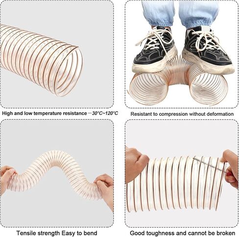 PU Polyurethane Ducting Flexible Hose Inner Diameter 125MM Pipe Air Duct Length 39.4In Tube for Engraving Machine Vacuum,Wall Thickness 2mm in Saudi Arabia
