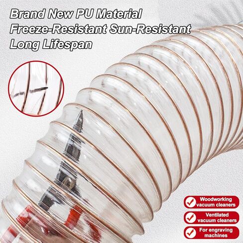 PU Polyurethane Ducting Flexible Hose Inner Diameter 125MM Pipe Air Duct Length 39.4In Tube for Engraving Machine Vacuum,Wall Thickness 2mm in Saudi Arabia