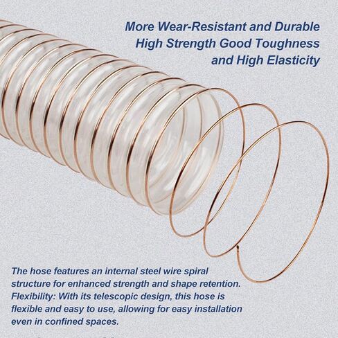 PU Polyurethane Pipe Flexible Ducting Wind Hose Length 1M Inner Diameter 100MM Air Duct Durable Suction Or Feeding of Small Particles,Wall Thickness 0.63mm in Saudi Arabia