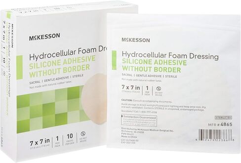 McKesson Hydrocellular Foam Dressing, Sterile, Silicone Adhesive Without Border, 7 in. x 7 in., 10 Count, 1 Pack in Saudi Arabia