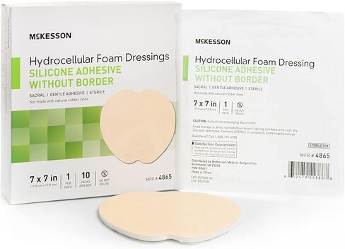 McKesson Hydrocellular Foam Dressing, Sterile, Silicone Adhesive Without Border, 7 in. x 7 in., 10 Count, 1 Pack in Saudi Arabia