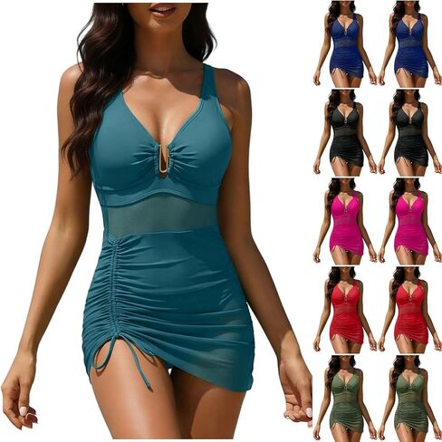 Womens One Piece Swimsuits 2026, Tummy Control Dress High Waisted Bathing Suit Mesh Swimwear, S-2XL in Saudi Arabia