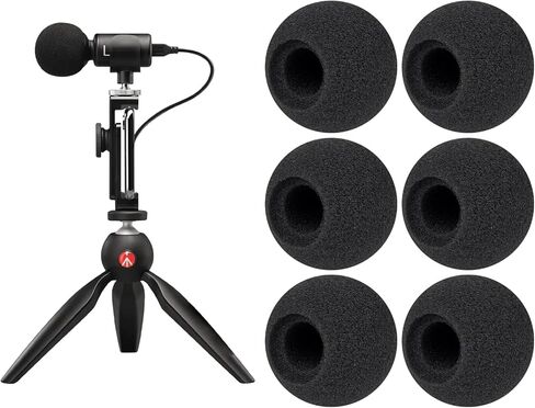 SOULWIT 6 قطع ميكروفونات بوب فلتر لـ Shure MV88+ ستيريو USB، غطاء ميكروفون واقٍ من إسفنج الزجاج الأمامي - أسود in Saudi Arabia